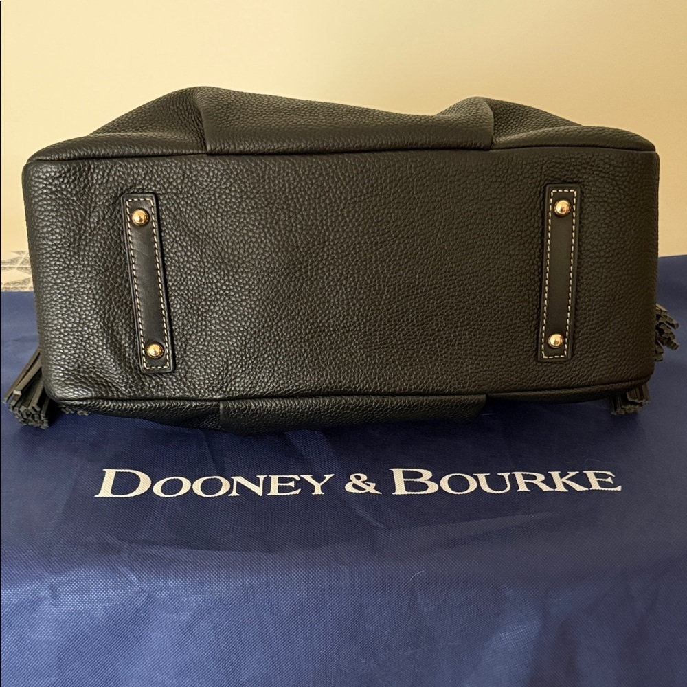 Dooney & Bourke Black Pebble Leather Hobo Bag w/ Tassel - Picture 3 of 8